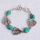 Antique Silver Plated Fashionable Retro Synthetic Turquoise Leaf Jewelry Sets: Earrings & Bracelets & Necklace SJEW-E044-03A-6