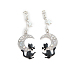 Enamel Cat with Moon Dangle Stud Earrings with Crystal Rhinestone MOST-PW0001-058B-4