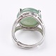 調整可能な天然の緑のアベンチュリン指輪  真鍮パーツ  usサイズ7 1/4(17.5mm)  宝石：16mm X-RJEW-F075-01K-3