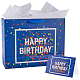 С днем рождения прямоугольные бумажные подарочные пакеты ABAG-WH20001-15B-1