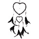 Carillons éoliens tissés en forme de coeur de plumes avec coquille HEAR-PW0001-166D-1