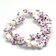 Handmade Flower Printed Porcelain Ceramic Beads Strands PORC-M007-10mm-11-2