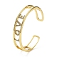 Mot d'amour creux sculpté bracelet manchette en zircone cubique BJEW-D448-14G-RS-1