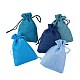 5色の青い黄麻布のパッキングポーチ  巾着袋  ブルー  13.8~14x10cm  25個/セット ABAG-X0001-04-1