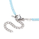 Natural Mixed Bullet Pendant Necklace with Seed Beaded Chains for Women NJEW-JN04298-4