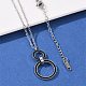 Ожерелья с подвесками из двойных колец из нержавеющей стали 304 с блестящими стразами NJEW-V001-04P-3