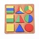 木製の子供diyの幾何学的形状のビルディングブロック  学習と教育のためのおもちゃ  ミックスカラー  23x23x1.5cm  18個/セット DIY-L018-16-1