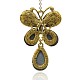 Antique Golden Alloy Rhinestone Butterfly Necklace Big Pendants PALLOY-J209-01AG-2