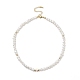 Natural Pearl & Brass Heart Beaded Necklace for Women NJEW-JN04106-01-1
