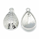 Bases colgante de acero de diamante de imitación, lágrima, Platino, aptos para 10x14 mm de diamante de imitación, 18.5x12x4mm, agujero: 2 mm