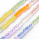 Fili di perle di vetro placcato trasparente 7 colori EGLA-T020-09-1