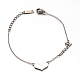 304 Stainless Steel Heart Charm Bracelets BJEW-L543-17P-1