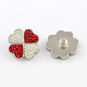 Clover Alloy Polymer Clay Rhinestone Jewelry Snap Buttons SNAP-Q004-10B-1