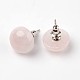 Half Round Dome Natural & Synthetic Mixed Stone Stud Earrings EJEW-L171-M-2