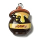 蜂をテーマにした不透明樹脂ペンダント  プラチナトーンの鉄ループ付き  ココナッツブラウン  蜂蜜の瓶  28x18.5x8.5mm  穴：2mm RESI-G081-03D-1