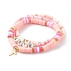 Ensembles de bracelets extensibles de perles heishi en argile polymère pour la saint valentin BJEW-JB06298-03-1