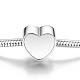 TINYSAND Sterling Silver Personalized Dual Hearts Cubic Zirconia Charm European Bracelet TS-Set-049-22-3