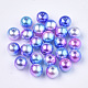 Perles en plastique imitation perles arc-en-abs OACR-Q174-4mm-06-1