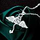 Silver Plated Brass Cubic Zirconia Fairy Pendant Necklaces NJEW-BB03306-3