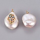 Colgantes naturales de perlas cultivadas de agua dulce PEAR-F008-42G-2