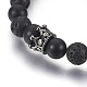 Bracelets extensibles en agate noire naturelle et perles de pierre de lave BJEW-JB03915-02-2