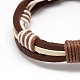 Bracelet unisexes en cuir et cordon ciré de style décontracté à la mode X-BJEW-L298-M-3
