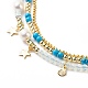 3 pz 3 stile naturale perla e pietra di luna bianca e turchese sintetico e collane di perline opalite set NJEW-JN04000-3
