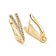 Brass Micro Pave Clear Cubic Zirconia Hoop Earring Findings with Latch Back Closure KK-D086-09G-2