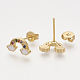 Brass Cubic Zirconia Stud Earrings EJEW-S201-169E-2
