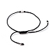 調節可能なナイロン糸編組ビーズブレスレット  真鍮のビーズで  女性のための愛の心  プラチナ  3-5/8インチ（92mm） BJEW-JB05037-02-3