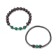 Ensemble de bracelets extensibles en perles de bois naturel et de pierre et d'hématite synthétique de style 2 pièces 2 BJEW-JB07948-6