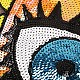 機械刺繍布地手縫いワッペン  マスクと衣装のアクセサリー  パイルレットアップリケ  目でハート  オレンジ  31x35cm DIY-F030-01B-2