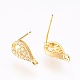 Brass Micro Pave Cubic Zirconia Stud Earring Findings KK-F753-04G-RS-2