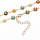 Goldene Messingblume Emaille Glieder Kette Halsketten NJEW-JN03171-01-3