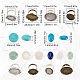 SUNNYCLUE 16Pcs DIY 8 Sets Ring Bezel Blanks Natural Stone Cabochons Antique Style Adjustable Finger Ring Blank Components Gemstone Rings Making Kit Oval Round Flat Cabochon for Jewelry Making Kits DIY-SC0017-69-2