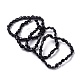 Эластичные браслеты из бусин из натурального черного турмалина BJEW-K213-36-1