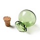 福袋型 ガラス製 コルクボトル オーナメント  ガラスの空のウィッシングボトル  ペンダントデコレーション用のDIYバイアル  濃い緑  2.5cm AJEW-A039-02G-3