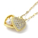 Collane con medaglione a cuore in ottone con strass e perla di plastica all'interno NJEW-Z026-02G-3