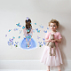 SUPERDANT Girl Back View Wall Decal Butterflies Wall Stickers with Blue Flowers Wall Art DIY Art for Girls' Room Dance Studio Women's Apartment Decoration DIY-WH0228-884-4