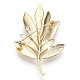 Natural Pearl Leaf Brooches for Women JEWB-N001-11G-2