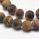 Frosted Natural Tiger Eye Round Bead Strands G-E262-02-6mm-2