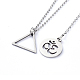 Flat Round with Om Symbol Lariat Necklaces & Triangle Pendant Necklaces Sets NJEW-JN02805-02-4