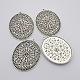 Antique Silver Plated Alloy Oval Big Pendants ALRI-N021-06-3