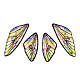 透明樹脂ウィングペンダントセット  金箔  蝶の羽のチャーム  カラフル  29.5~39.5x14.5x2.5mm  穴：0.8mm  2のペア/セット RESI-TAC0021-01A-1