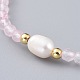 Bracelets extensibles avec perles en quartz rose naturel BJEW-JB04676-01-2