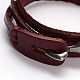 3-Loop Cowhide Leather Wrap Bracelets BJEW-F173-05D-2