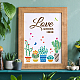 FINGERINSPIRE Love Grows Here Stencils 30x30cm Potted Plants Painting Stencil Reusable Cactus Succulents Drawing Stencil Template for Painting on Wood DIY-WH0172-461-5