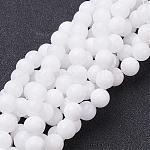 Chapelets de perles de jade blanche naturelle, teints et chauffée, ronde, blanc, 8mm, Trou: 1mm, Environ 50 pcs/chapelet, 16 pouce