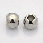 304 de acero inoxidable rondelle entrepieza de abalorios, color acero inoxidable, 5x3mm, agujero: 3 mm