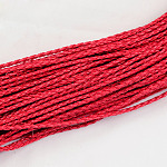 Braided Imitation Leather Cords, Round Bracelet Findings, Crimson, 3x3mm, about 103.89 yards(95m)/bundle